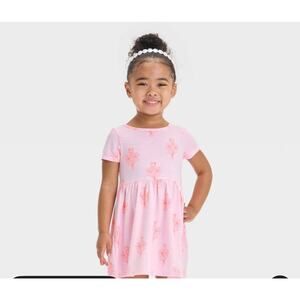 Toddler Girls' Floral Short Sleeve Dress - Cat & Jack™ Pink 4T